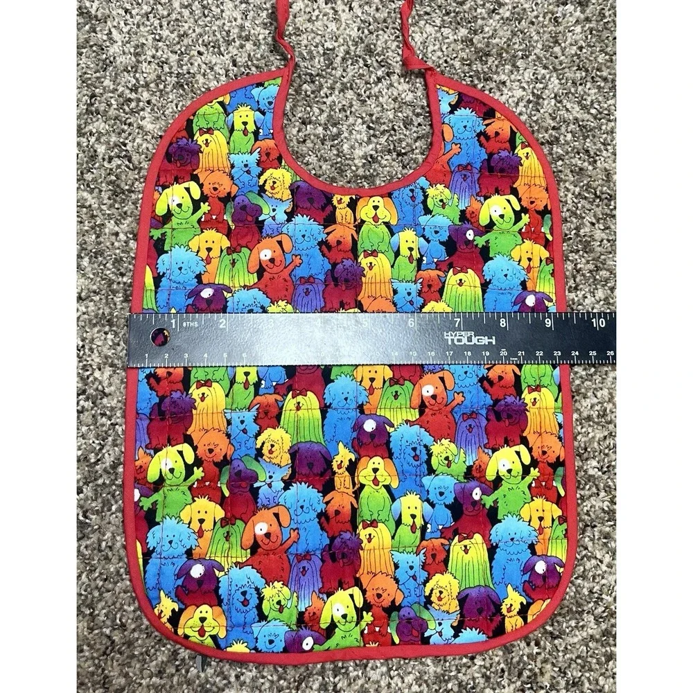 Lot Of 6 Quilted Handmade Bibs Dog Theme Large Size‎ 12